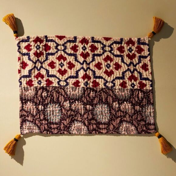 NWOT RARE Anthropologie Upcycled Heritage Placemats-Set of 2-1Blue & 1 Red - Picture 3 of 16